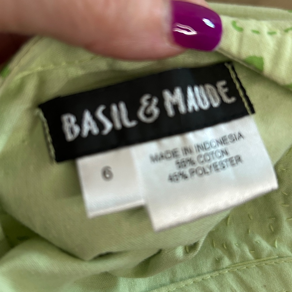 Vintage 90’s Basil & Maude Heavily Beaded & Sequined Green A-Line Skirt | SZ 6 - Picture 10 of 11